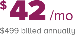 $42/month. $499 billed annually.