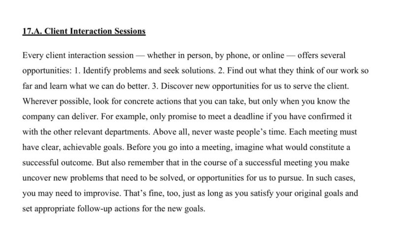 Client interaction seession paragraph