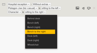 Image showing how to choose a character's location in a scene.