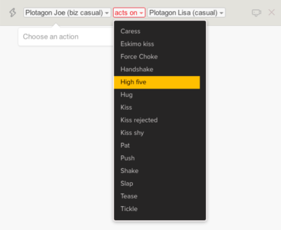 Image showing the interaction options between characters.