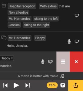 Image showing how to move or delete dialogue elements by sliding left.